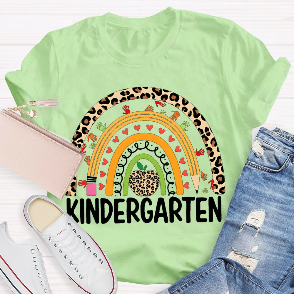 Personalized Design Teachers Grade Leopard Rainbow T-Shirt