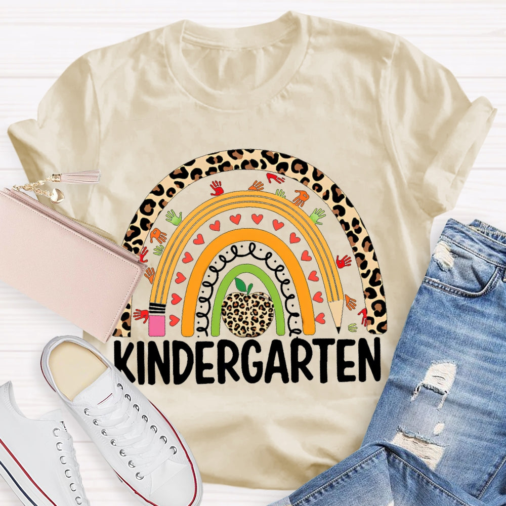 Personalized Design Teachers Grade Leopard Rainbow T-Shirt