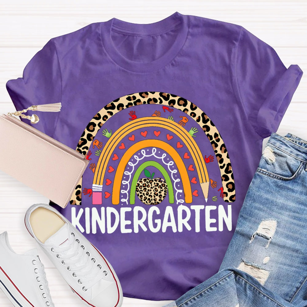 Personalized Design Teachers Grade Leopard Rainbow T-Shirt