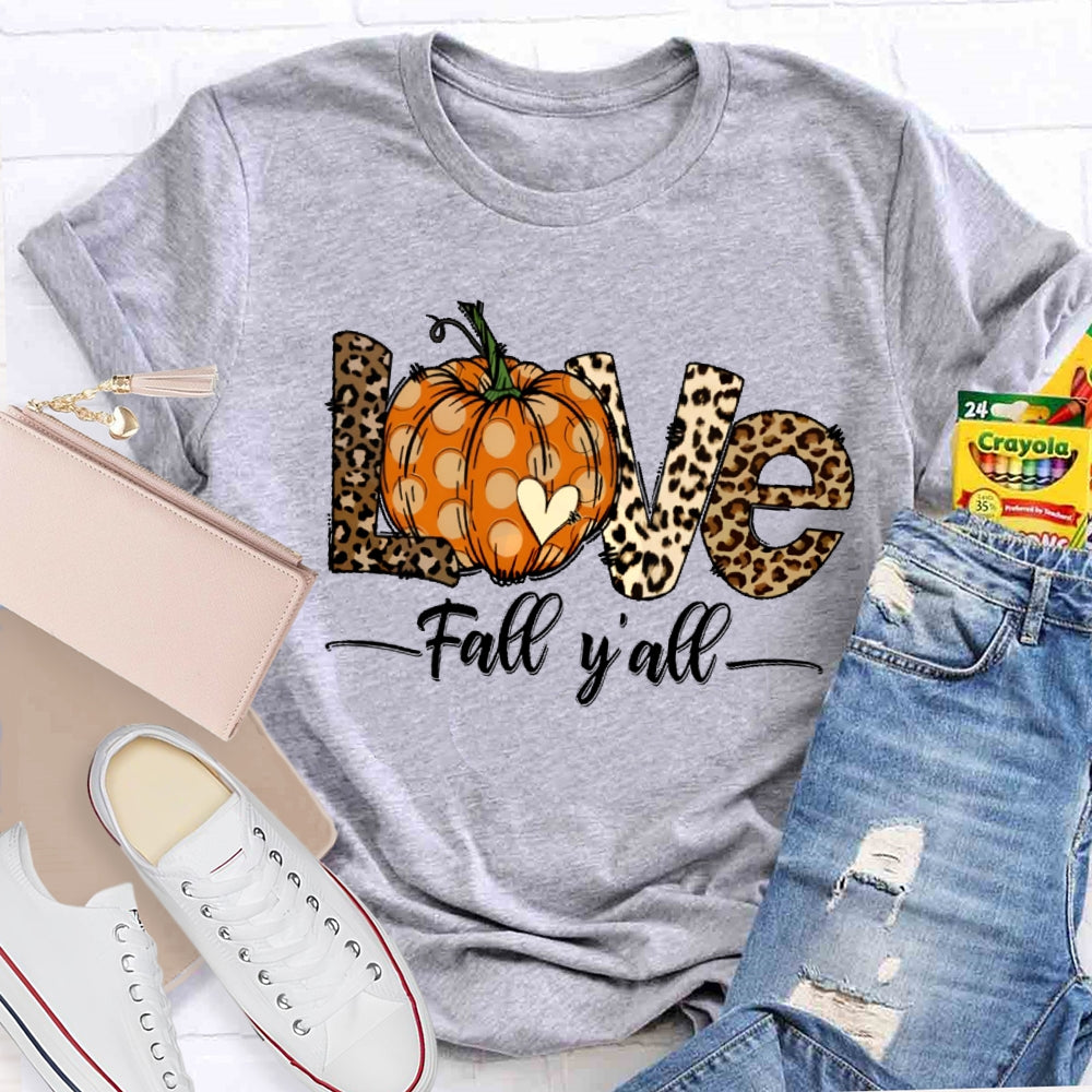 Love Fall Y'all Shirt Halloween Pumpkin Funny T-shirt