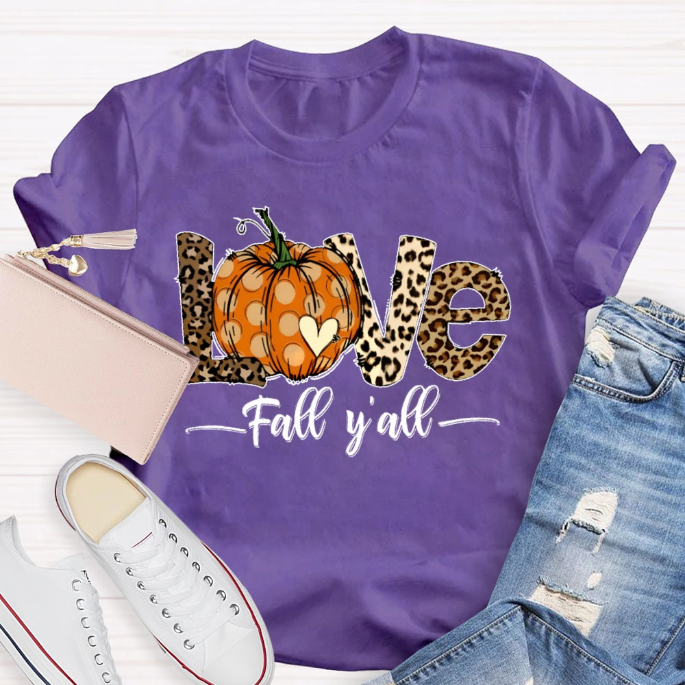 Love Fall Y'all Shirt Halloween Pumpkin Funny T-shirt