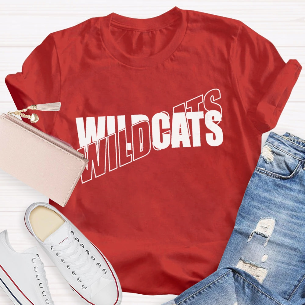 Personalized Mascot Wild Cats Black And White Font T-shirt