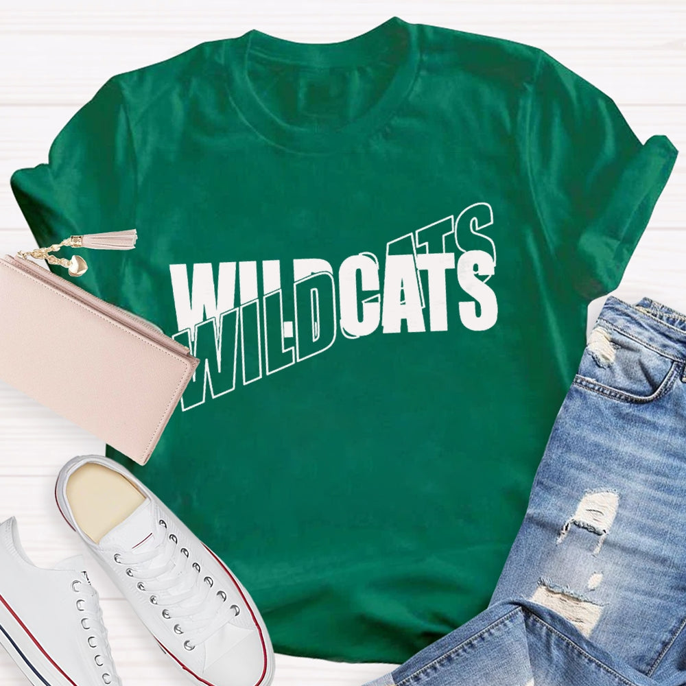 Personalized Mascot Wild Cats Black And White Font T-shirt
