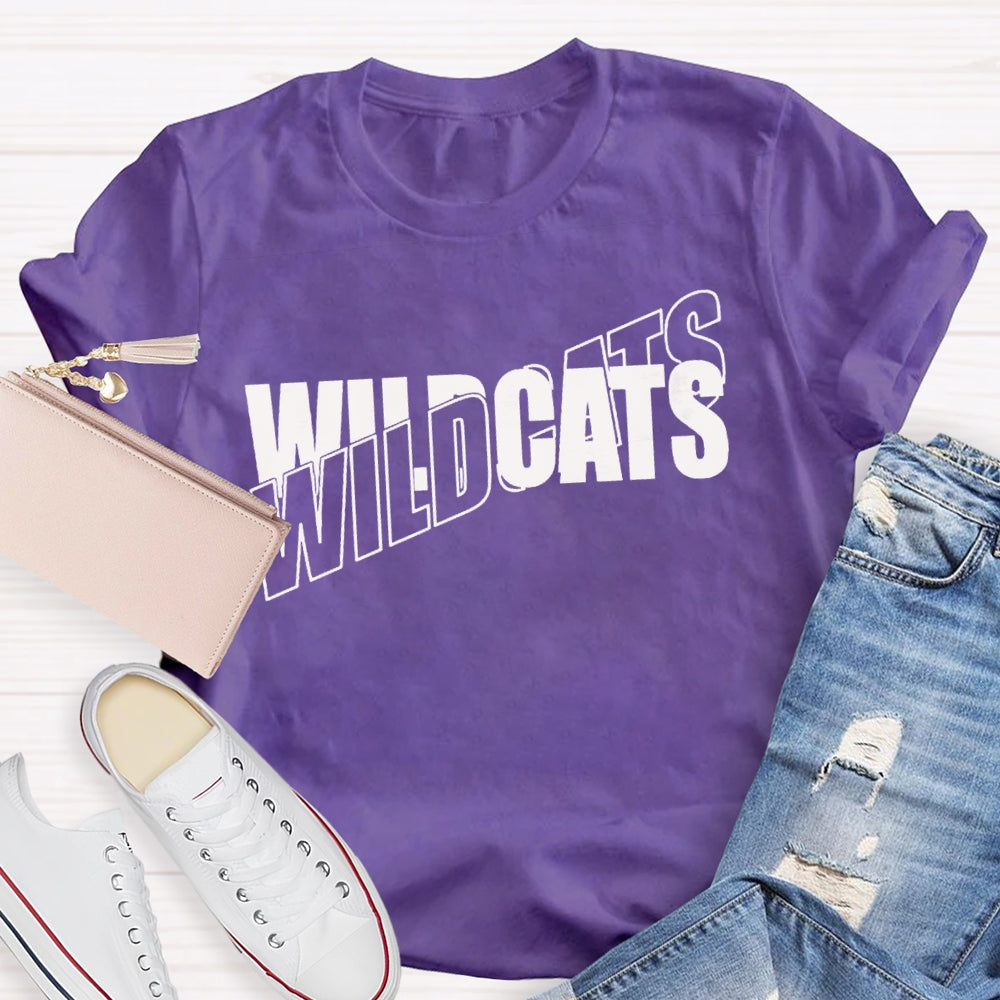 Personalized Mascot Wild Cats Black And White Font T-shirt