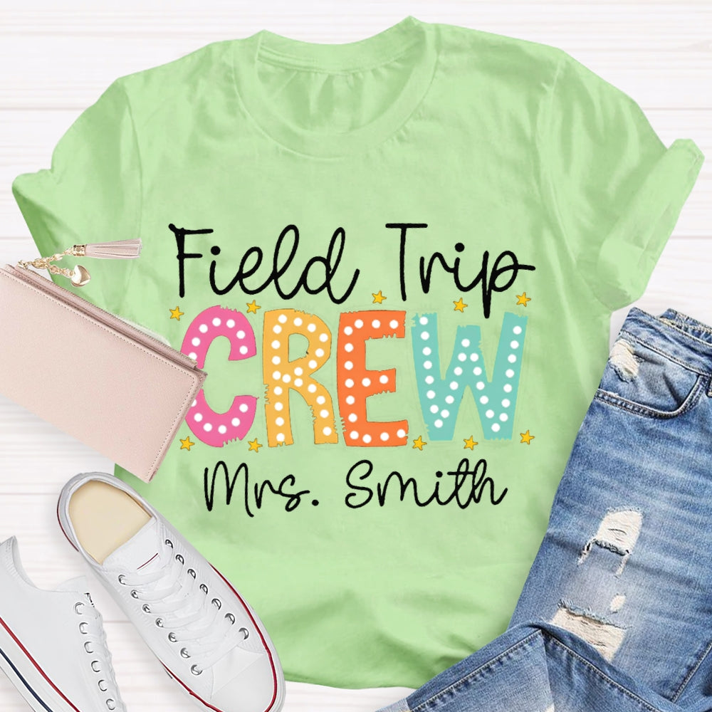 Personalized Name Field Trip Crew Colorful Polka Dot Font T-shirt