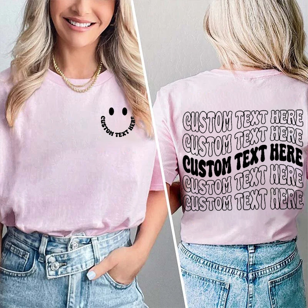Personalized Custom Text Here Double Printed T-shirt