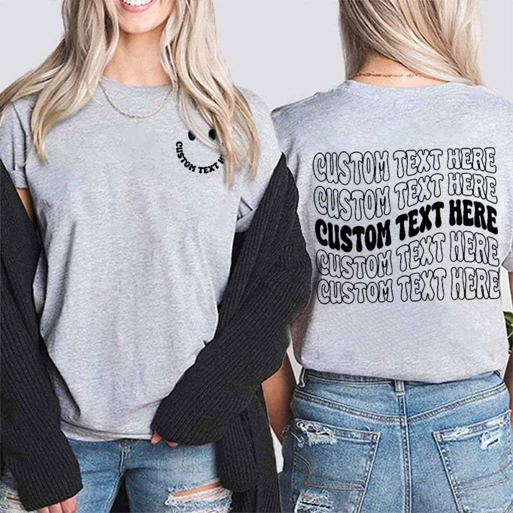 Personalized Custom Text Here Double Printed T-shirt