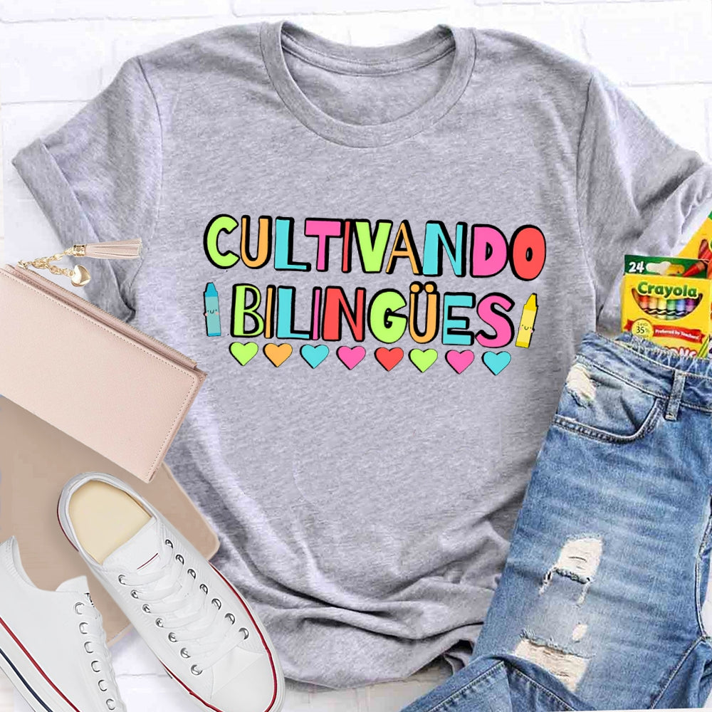 Cultivando Bilingues Dual Language Funny T-shirt