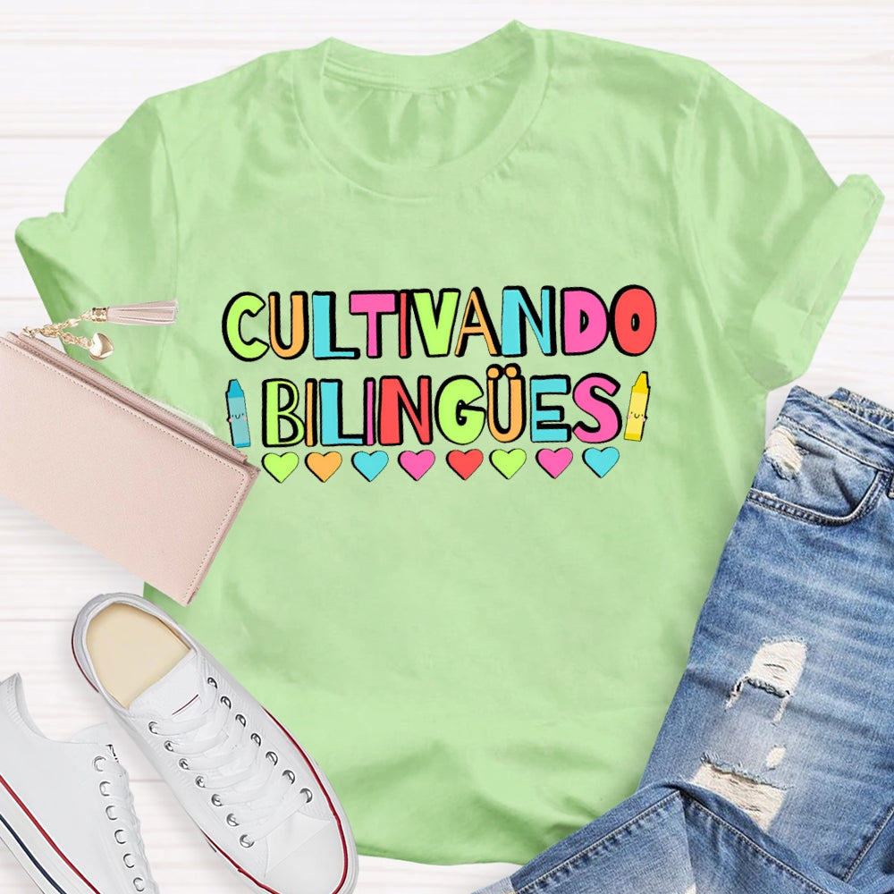 Cultivando Bilingues Dual Language Funny T-shirt