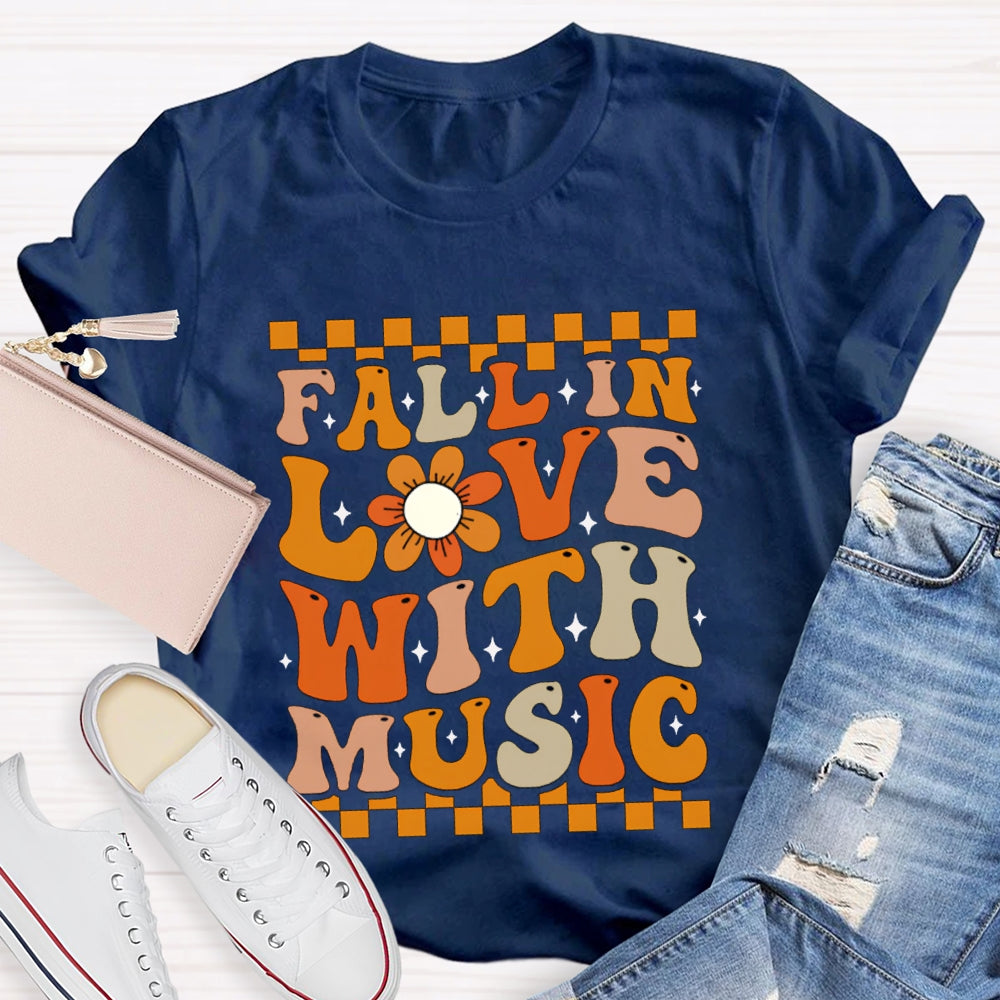 Fall In Love With Music Colorful Squares And Sunflowers T-shirt