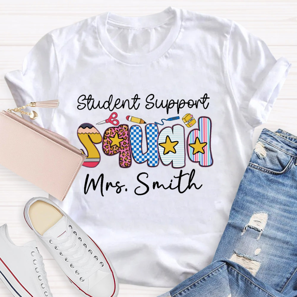 Personalized Name Student Support Squad School Counselor Student Services T-shirt