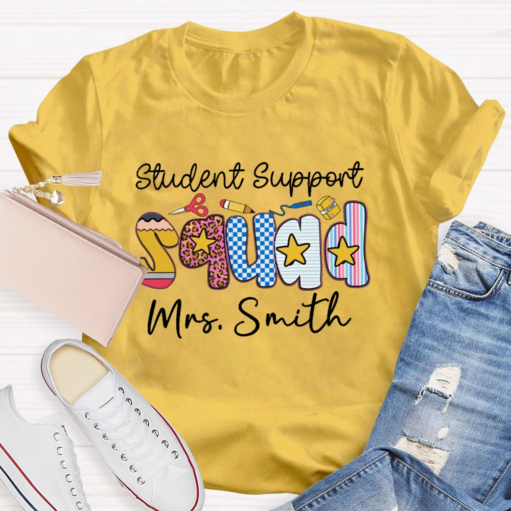 Personalized Name Student Support Squad School Counselor Student Services T-shirt