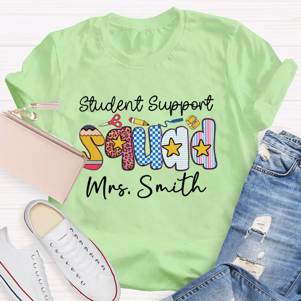 Personalized Name Student Support Squad School Counselor Student Services T-shirt