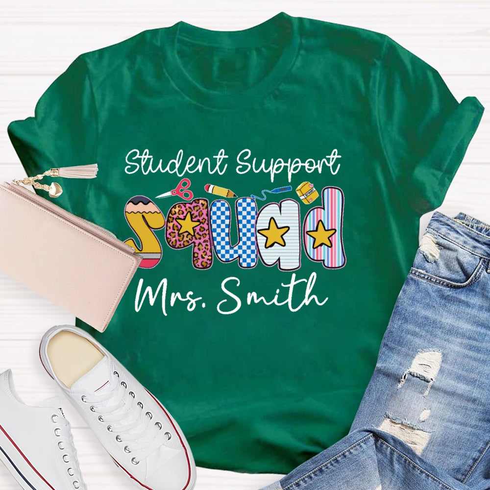 Personalized Name Student Support Squad School Counselor Student Services T-shirt