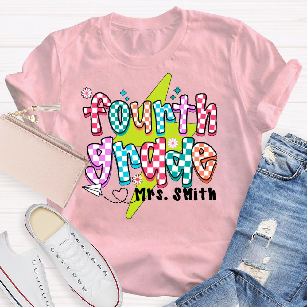 Personalized Name And Grade Fourth Grade Boy Girl Back To Schoo T-shirt