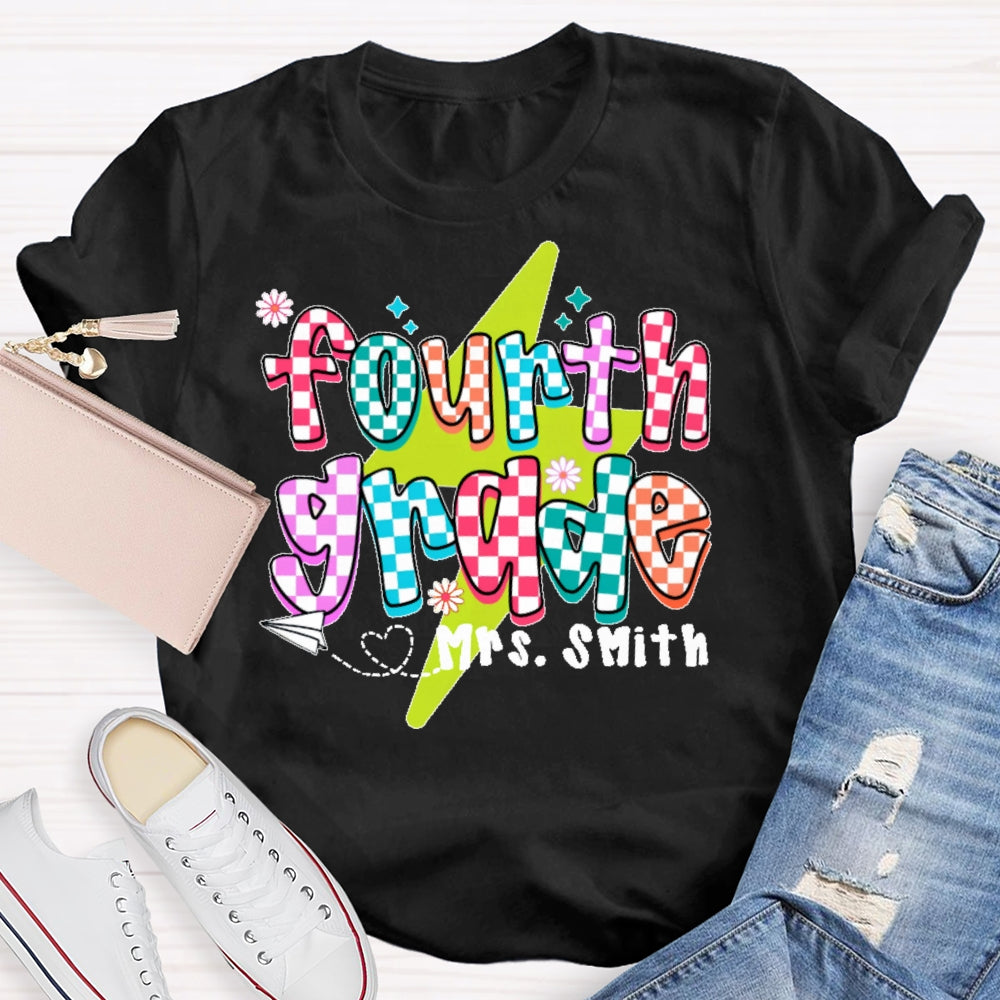 Personalized Name And Grade Fourth Grade Boy Girl Back To Schoo T-shirt