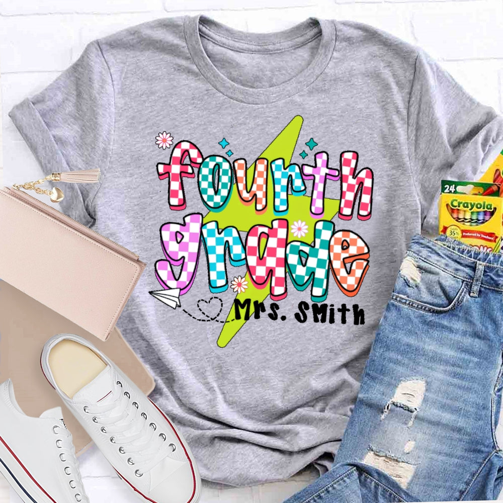 Personalized Name And Grade Fourth Grade Boy Girl Back To Schoo T-shirt