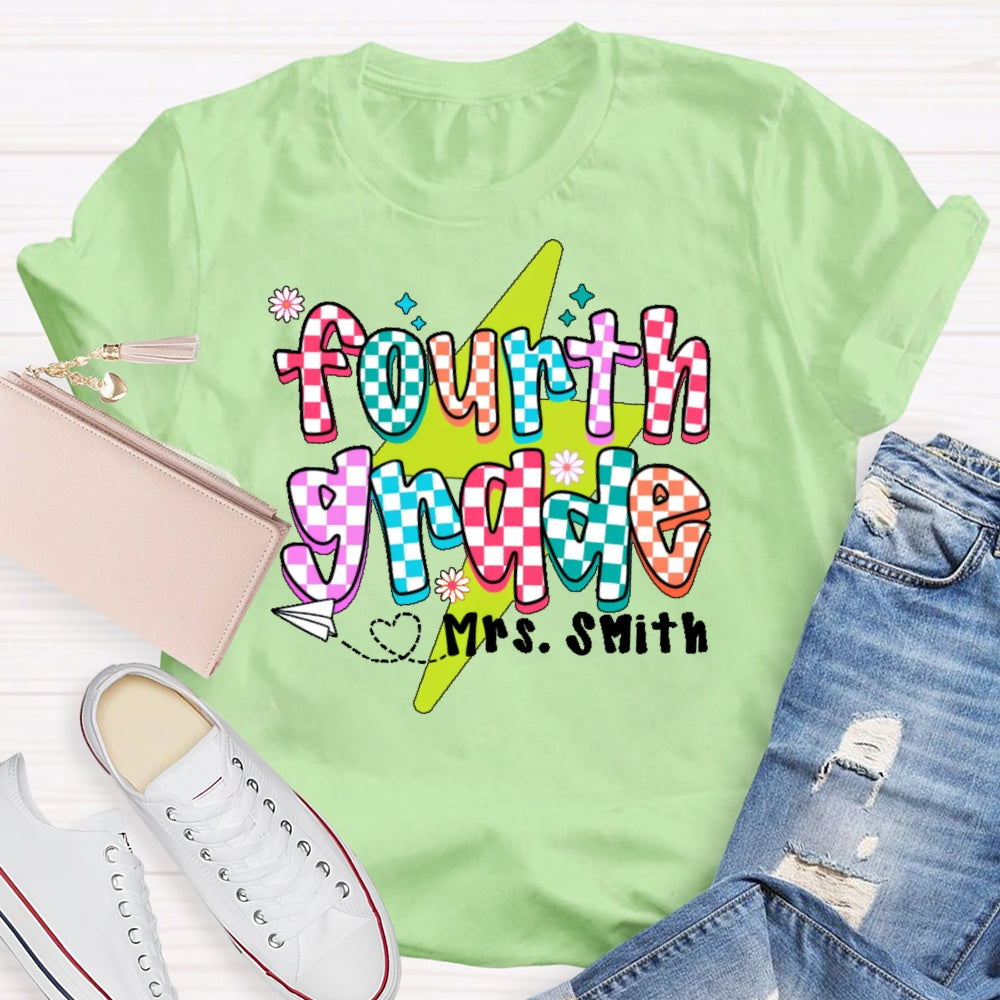 Personalized Name And Grade Fourth Grade Boy Girl Back To Schoo T-shirt