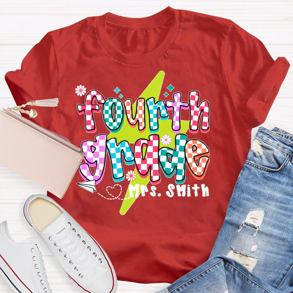 Personalized Name And Grade Fourth Grade Boy Girl Back To Schoo T-shirt
