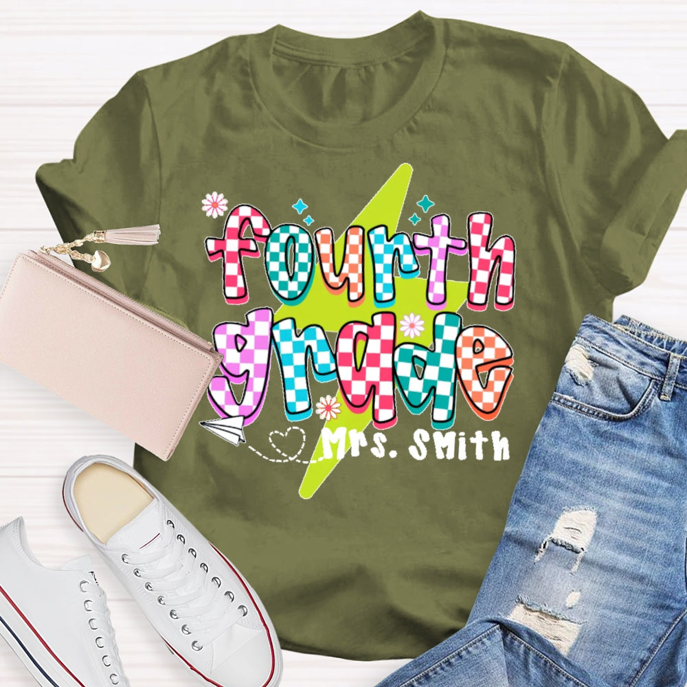 Personalized Name And Grade Fourth Grade Boy Girl Back To Schoo T-shirt