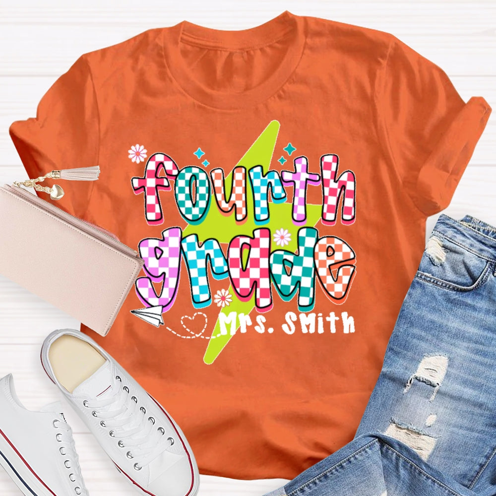 Personalized Name And Grade Fourth Grade Boy Girl Back To Schoo T-shirt