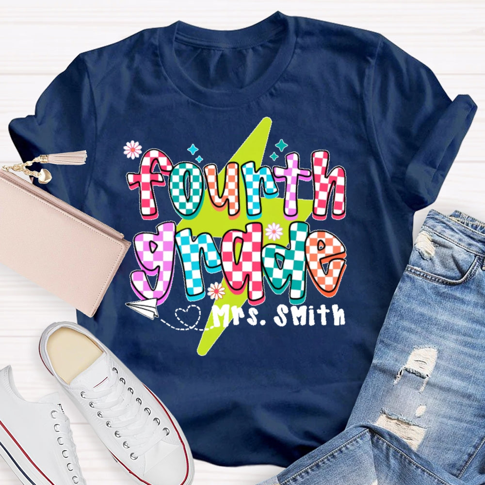 Personalized Name And Grade Fourth Grade Boy Girl Back To Schoo T-shirt