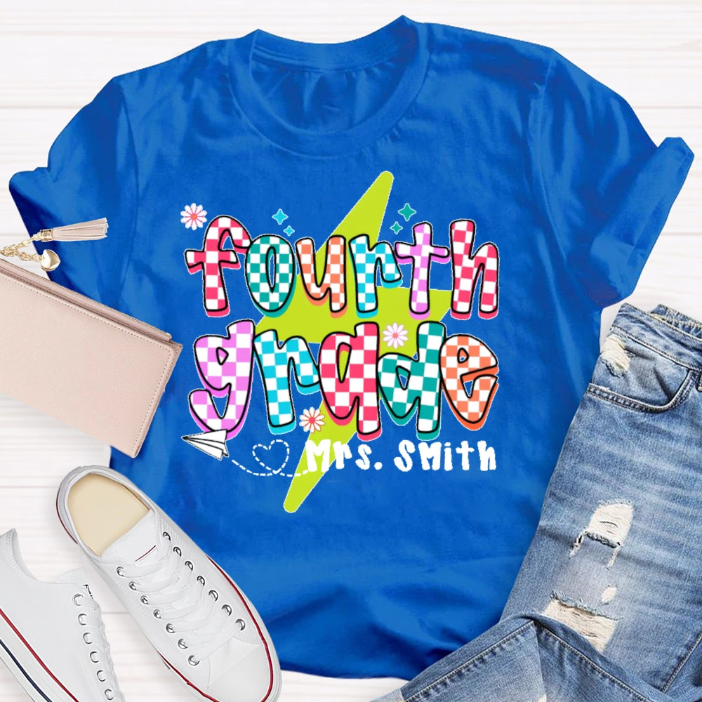 Personalized Name And Grade Fourth Grade Boy Girl Back To Schoo T-shirt