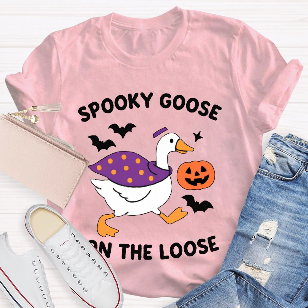 Spooky Goose On The Loose Funny Halloween T-shirt