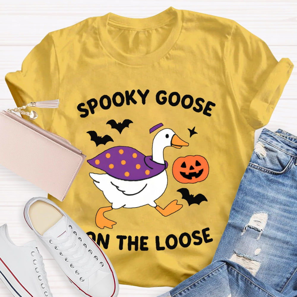 Spooky Goose On The Loose Funny Halloween T-shirt