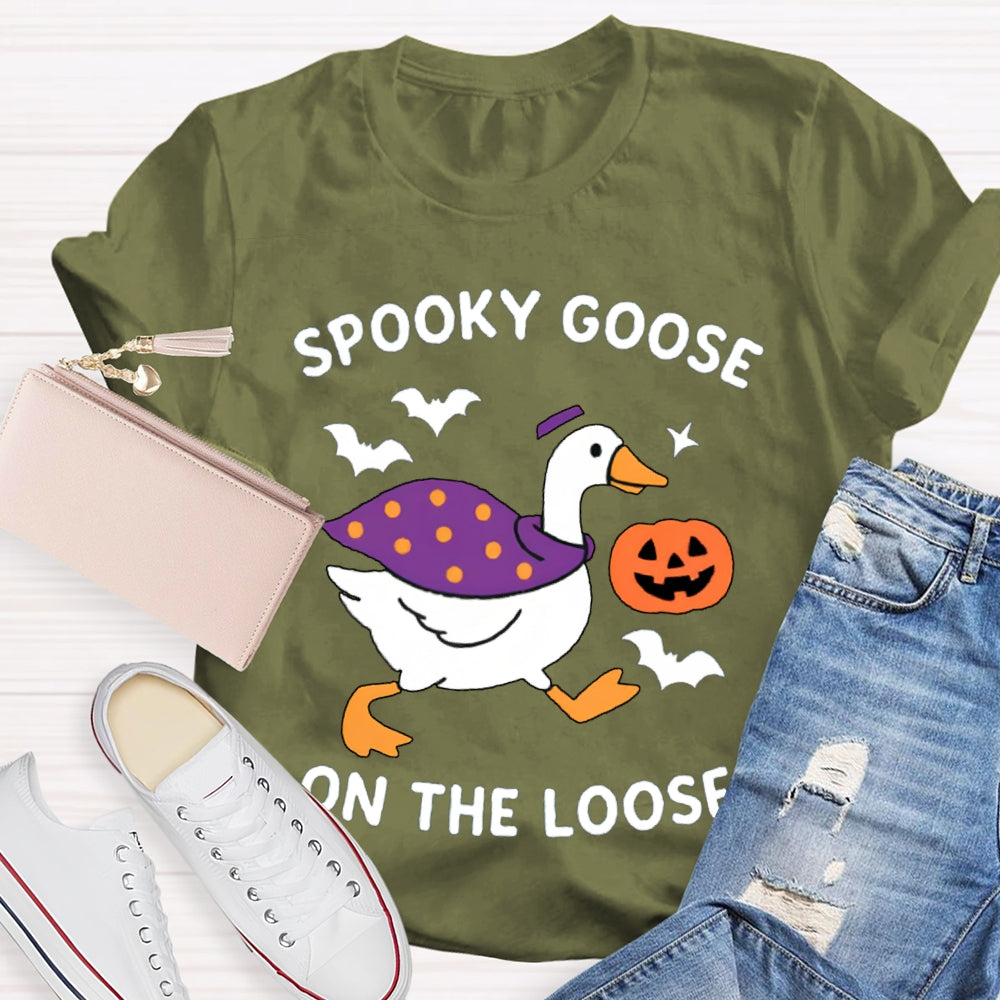 Spooky Goose On The Loose Funny Halloween T-shirt