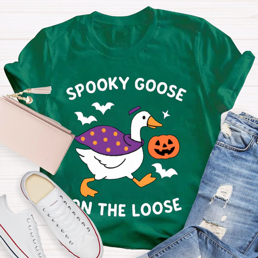 Spooky Goose On The Loose Funny Halloween T-shirt