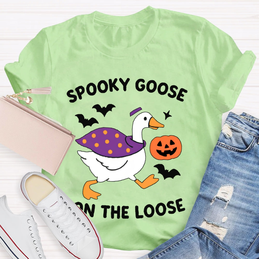 Spooky Goose On The Loose Funny Halloween T-shirt