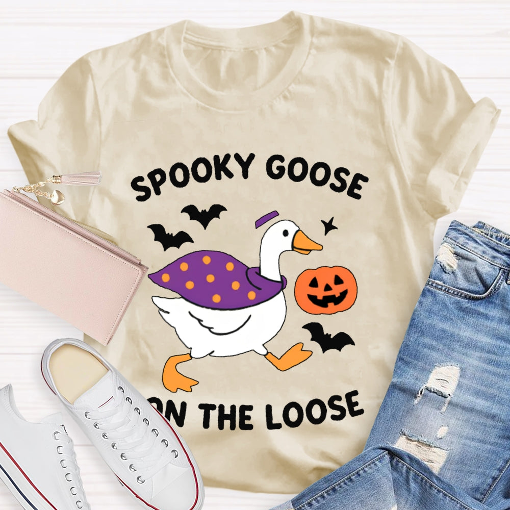 Spooky Goose On The Loose Funny Halloween T-shirt