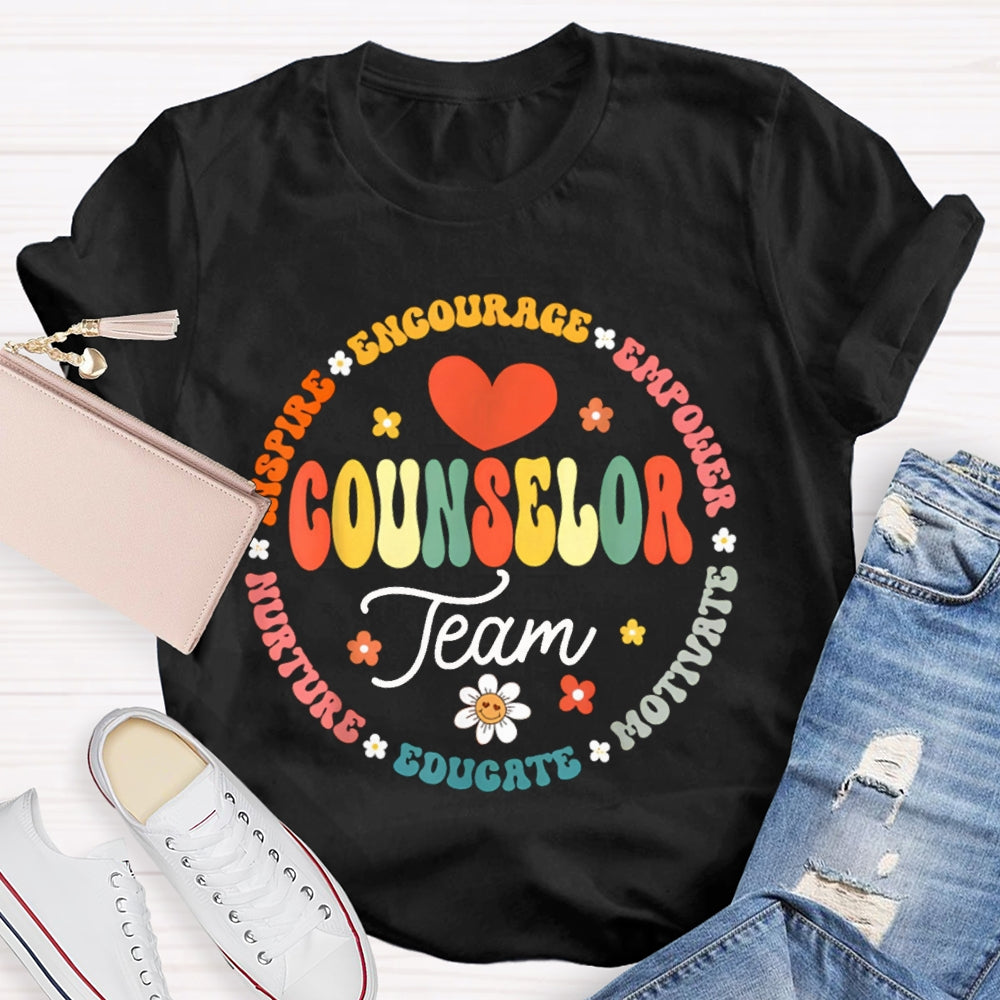 Counselor Team Encourage Empower Motivate Educate T-shirt
