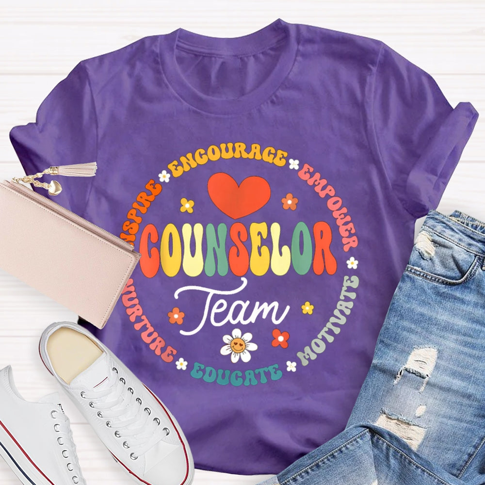 Counselor Team Encourage Empower Motivate Educate T-shirt