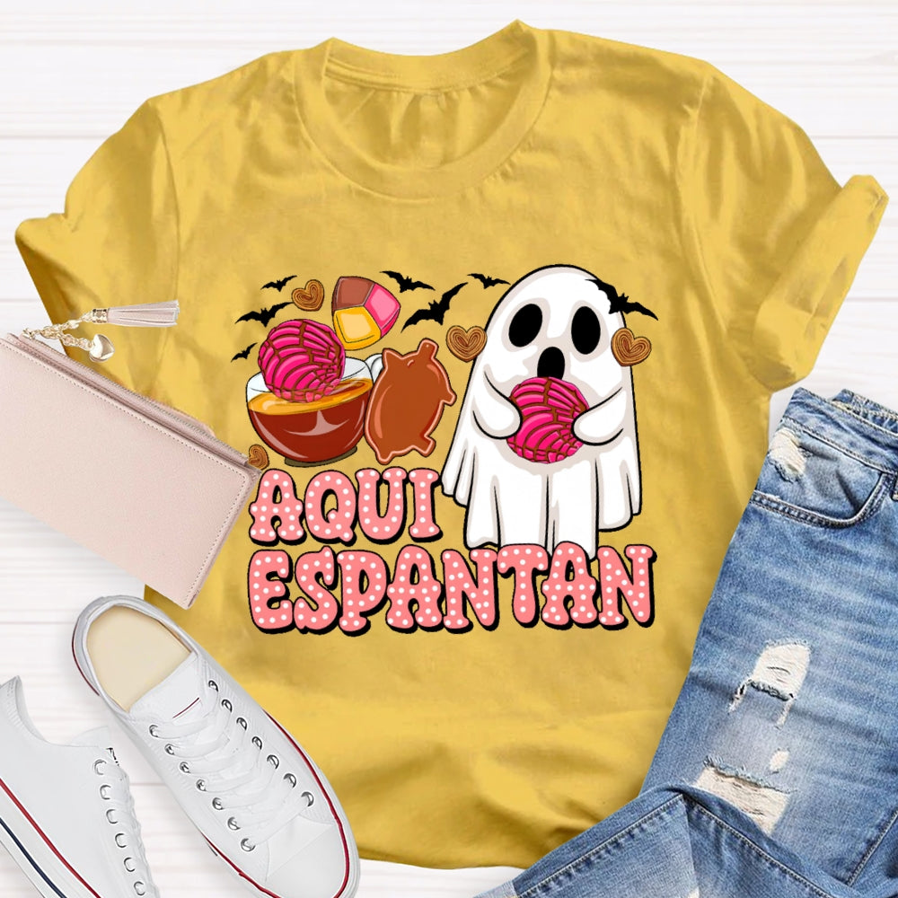 Aqui Espantan Funny Spanish Halloween T-shirt