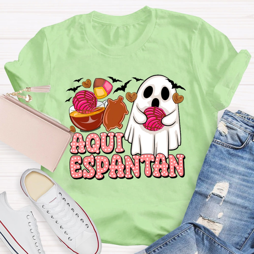 Aqui Espantan Funny Spanish Halloween T-shirt