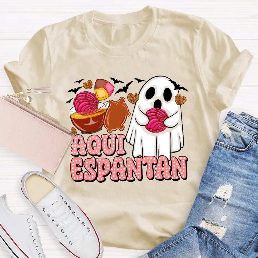 Aqui Espantan Funny Spanish Halloween T-shirt