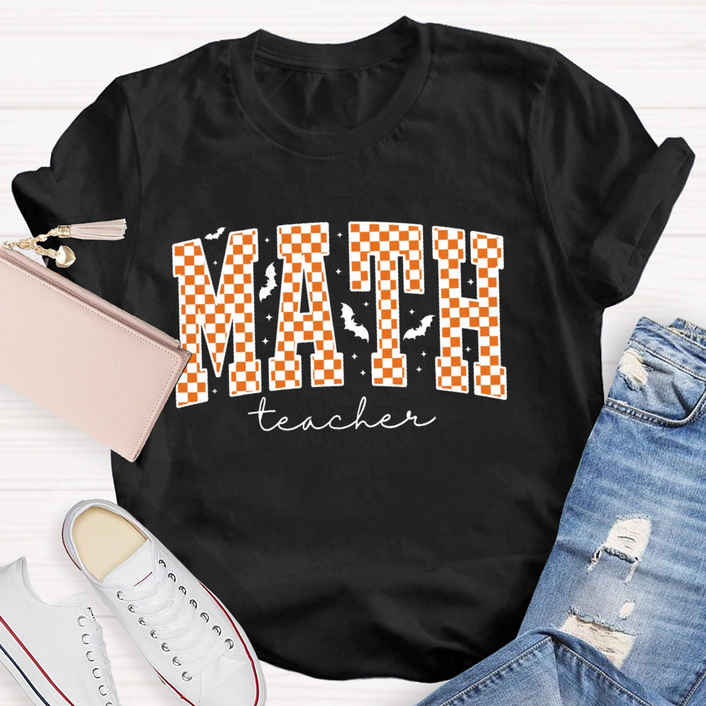 Math Teacher Halloween Funny Letters T-shirt