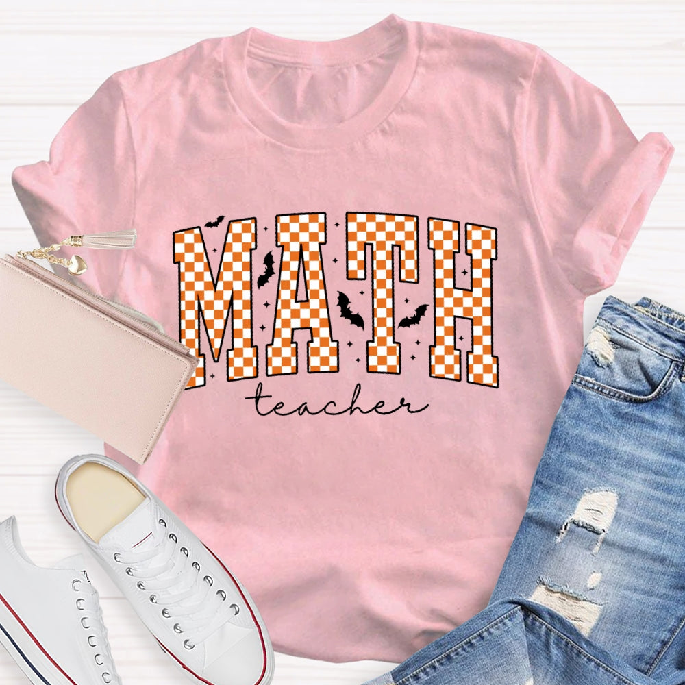 Math Teacher Halloween Funny Letters T-shirt