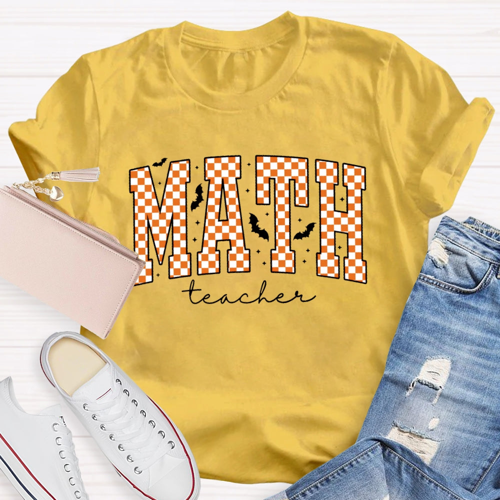 Math Teacher Halloween Funny Letters T-shirt