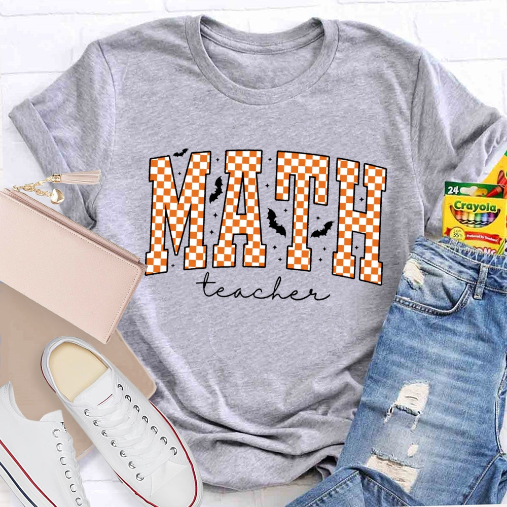 Math Teacher Halloween Funny Letters T-shirt