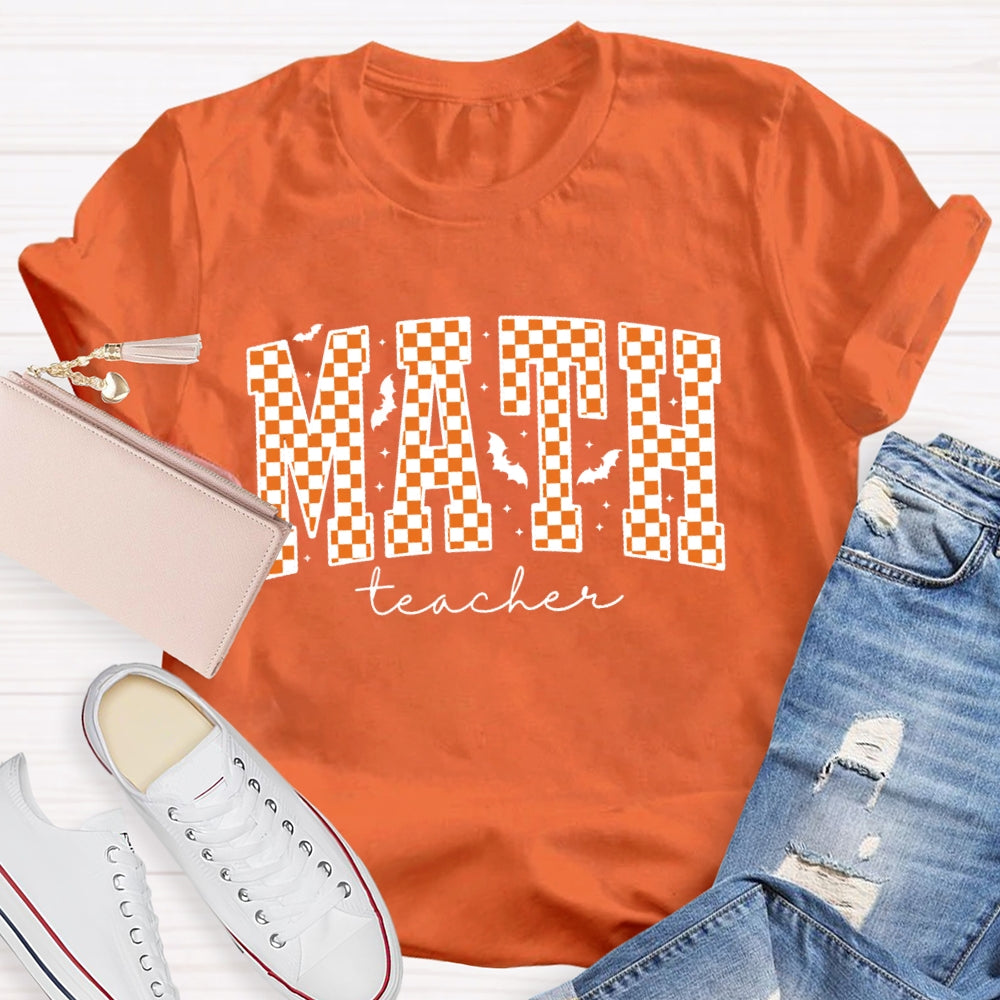 Math Teacher Halloween Funny Letters T-shirt