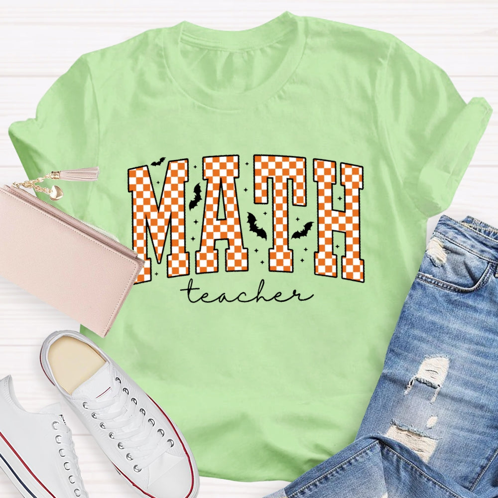 Math Teacher Halloween Funny Letters T-shirt