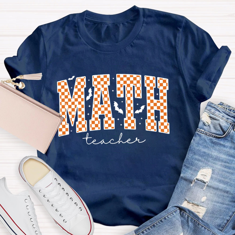 Math Teacher Halloween Funny Letters T-shirt