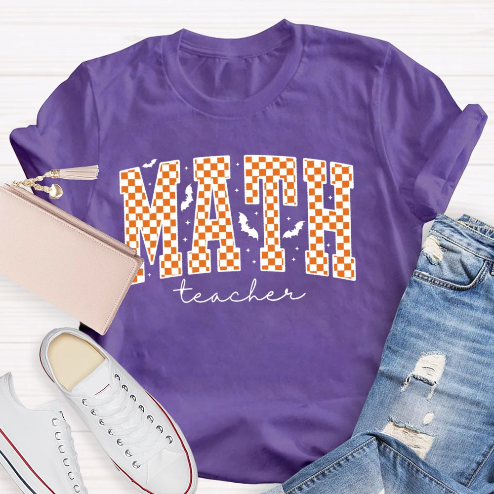 Math Teacher Halloween Funny Letters T-shirt