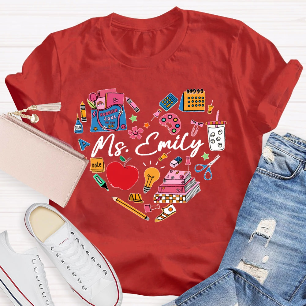 Personalized Name Stationery Love T-shirt