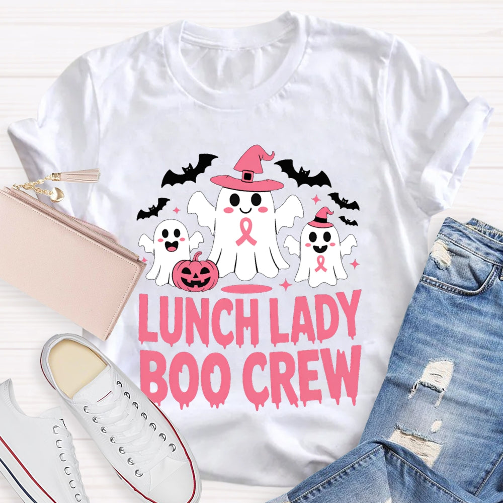 Lunch Lady Boo Crew Cute Ghosts And Bats Funny Halloween T-shirt