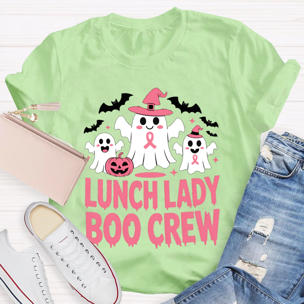 Lunch Lady Boo Crew Cute Ghosts And Bats Funny Halloween T-shirt