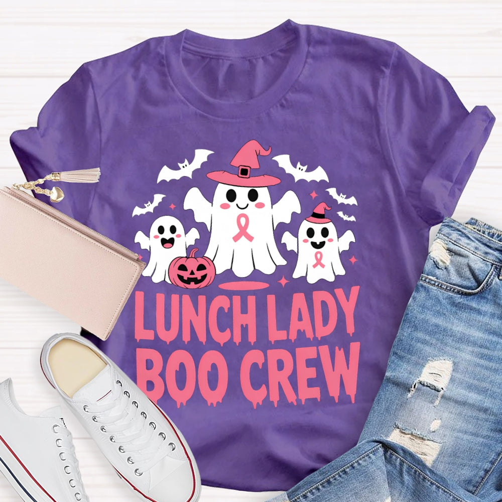 Lunch Lady Boo Crew Cute Ghosts And Bats Funny Halloween T-shirt